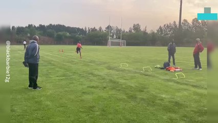 Athelete Takes a Tumble During Practice