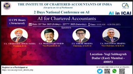 2 Days National Conference on AI for Chartered Accountants – Mumbai    21–22 November 2025