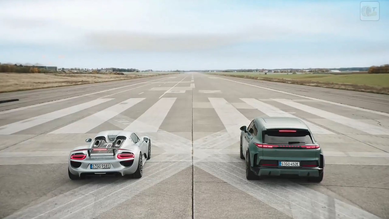 Neuer Cayenne Turbo Electric 2025 im Drag Race gegen 918 Spyder – Elektro-SUV vs Supersportler