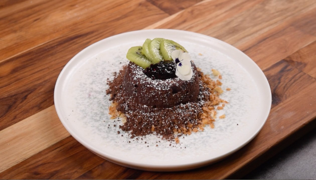 Volcán de chocolate con ñame