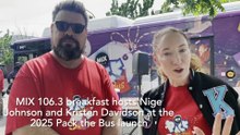 Kristen and Nige at the Pack the Bus launch