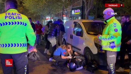Tekirdağ'da kazaya karışan motosikletliye bakarken kaza yaptı