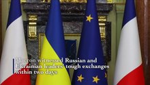 Russia's Putin exchanges words with Ukraine's Zelensky on camera, with France's Macron as witness