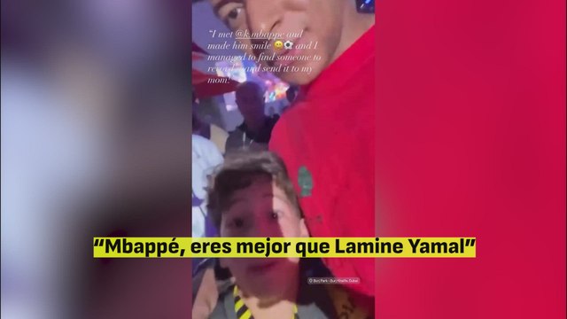Un niño para a Mbappé en Dubai y le suelta “eres mejor que Lamine Yamal”: la reacción es para verla