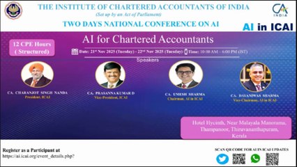 Two Days National Conference on “AI for Chartered Accountants”-kerala