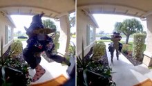 Airman Almost Knocked Over By Bestie After Returning Home