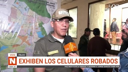 Felcc exhibe celulares recuperados del “barrio chino” y víctimas hacen fila para reconocerlos
