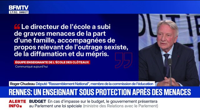 Un père refuse qu'un homme enseigne à sa fille à Rennes: C'est totalement inadmissible , affirme Roger Chudeau (député RN)