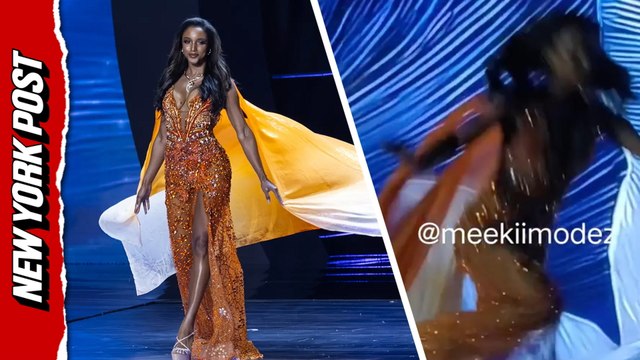 Miss Jamaica falls off stage during Miss Universe pageant, carried away on stretcher