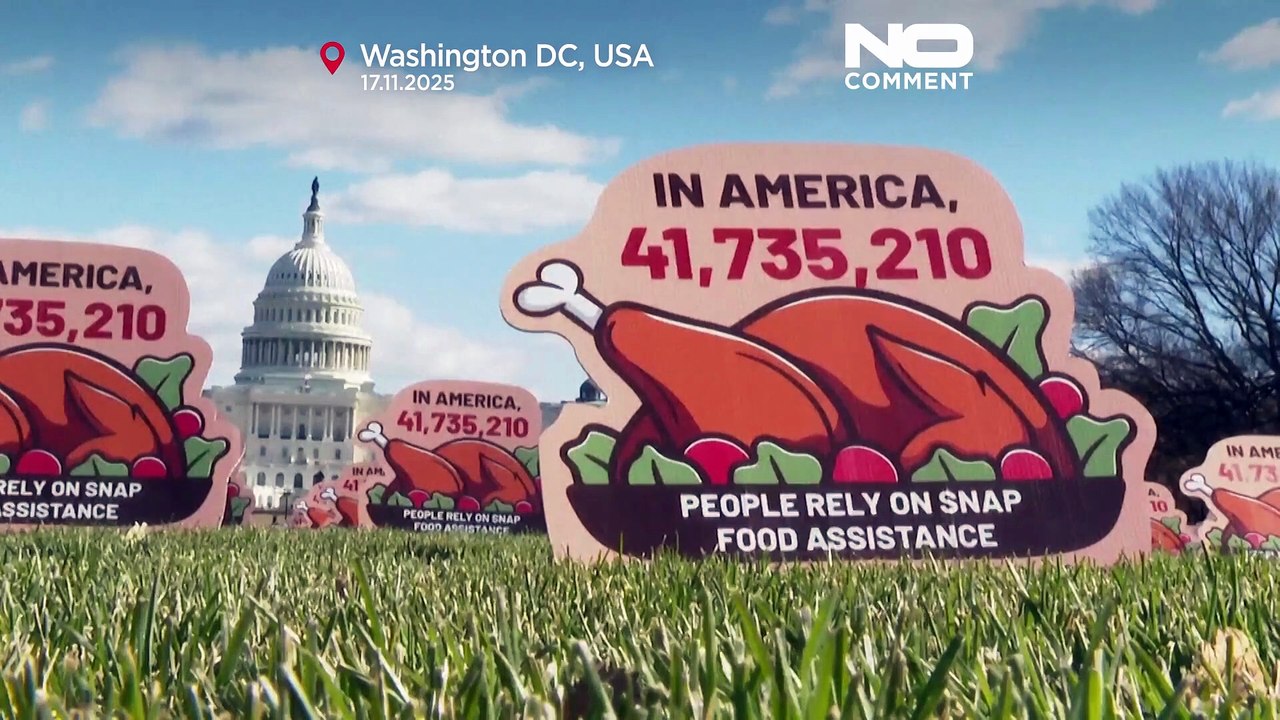 Thanksgiving-Plakate zeigen Folgen verzögerter SNAP-Hilfen: „Milliardäre essen zuerst“