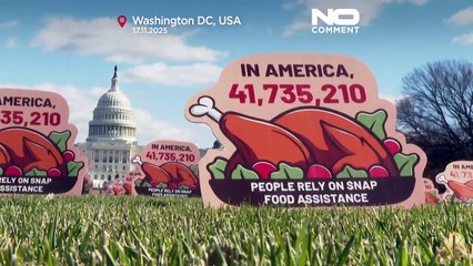 "Los multimillonarios comen primero", carteles en Acción de Gracias denuncian retrasos en SNAP