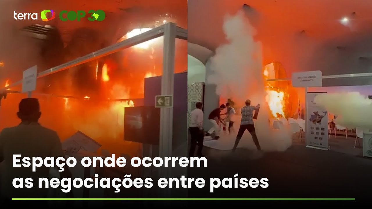 Veja as imagens do incêndio que atingiu a Zona Azul da COP30, em Belém