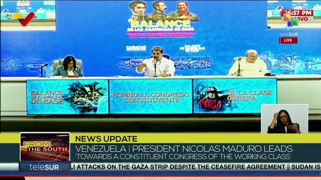 Pres. Nicolas Maduro leads an encounter with Venezuelan workers