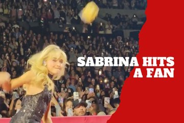 Sabrina Carpenter hits a fan after snapping back on stage