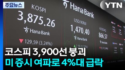 '미 나스닥 급락' 충격에 코스피 3,900선 붕괴 / YTN