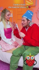 This candy surprise took a romantic turn 😂🍬💞 #pranks #reaction