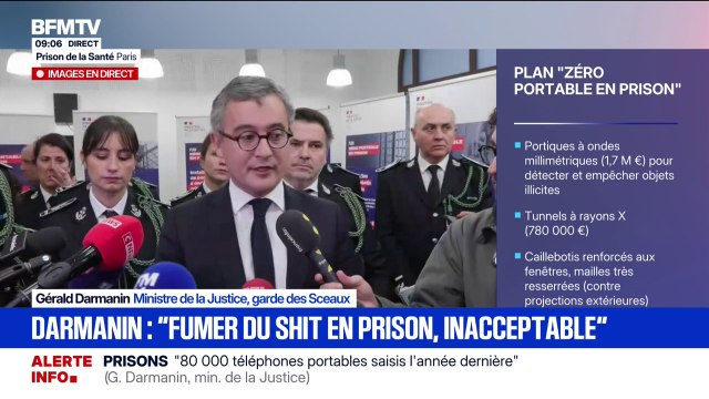 Fumer du shit en prison, c'est tout à fait inacceptable', souligne Gérald Darmanin