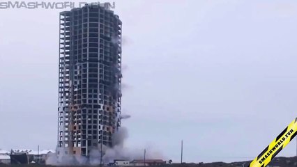 Unfinished high-rise demolition