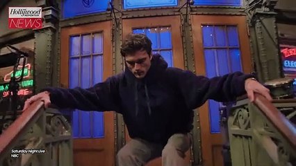 Jacob Elordi Takes an Epic Fall in New 'Saturday Night Live' Promo | THR News Video