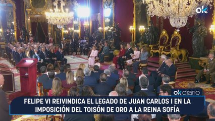 Felipe VI reivindica el legado de Juan Carlos I en la imposición del Toisón de Oro a la Reina Sofía