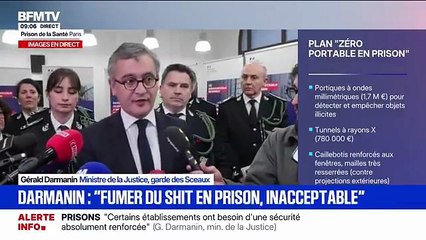 Le ministre de la Justice, Gérald Darmanin, a annoncé le lancement d'un plan "zéro portable", visant à rendre six établissements pénitentiaires "complètement étanches" aux mobiles - VIDEO