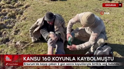 Erzurum’da kayıp çoban 2 gün sonra koyunlarıyla birlikte sağ bulundu