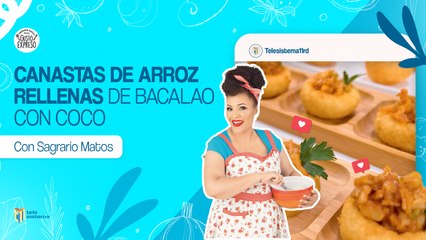 Receta de canastas de arroz rellenas de bacalao con coco