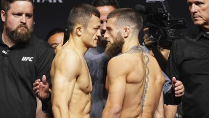 Así fue el pesaje y cara a cara entre Aleksandre  Topuria y Almakhan