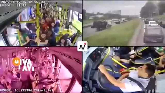 Autobús se queda sin frenos y choca contra 16 vehículos