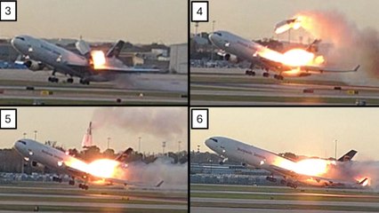 미 화물기 폭발 사고 순간 공개...이륙하자 엔진 떨어져 나가 / YTN