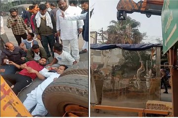 NIT चौपाटी शिफ्टिंग पर हंगामा! कार्रवाई रोकने सड़क पर लेटे पूर्व विधायक विकास उपाध्याय, देखें Video