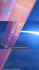 Bella aurora boreal vista desde órbita en la Estación Espacial