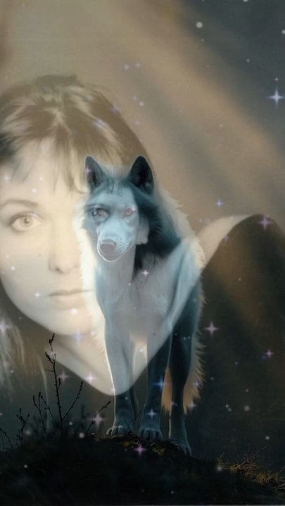 Contraste total une femme 🚣‍♀️ figée dans la lumière du studio et un loup sauvage