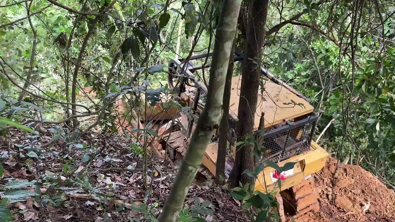 Opening a Terrace on Hilly Oil Palm Land with a D6R XL Bulldozer