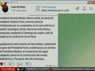Pdte. Maduro recibe de parte de su homólogo ruso Vladímir Putin las felicitaciones por su cumpleaños
