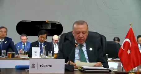 Erdoğan'ın G-20 konuşmasında ilginç anlar: Mehmet Şimşek birden devreye girdi!