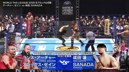 Alex Zayne & Lance Archer vs. Ren Narita & SANADA - World Tag League 2025 Block B Match: NJPW World Tag League 2025 Day 2 (11/22/2025)