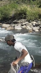 cast netting in Nepal | himalayan trout fishing with handmade castnet |