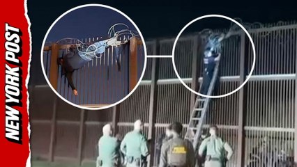 Illegal migrant caught tangled in razor wire while trying to scale US border fence
