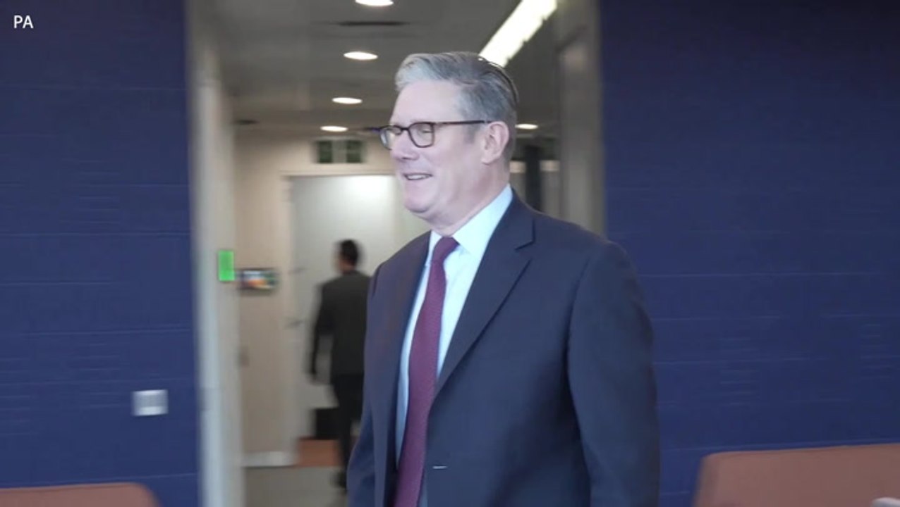 Moment Keir Starmer stumbles while meeting business leaders ahead of G20 summit