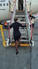 Flight attendant sexy black pantyhose