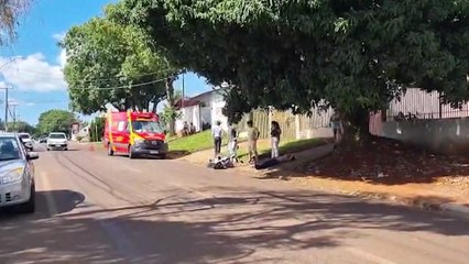 De moto elétrica, homem sofre acidente e fica ferido na Rua Marechal Cândido Rondon