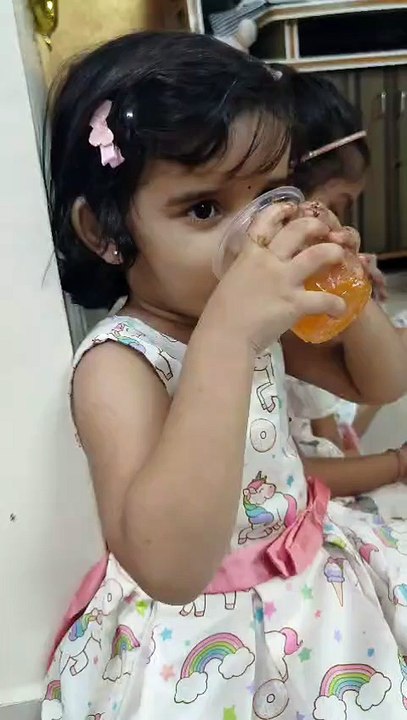Cute Girl Drinking Cold drinks