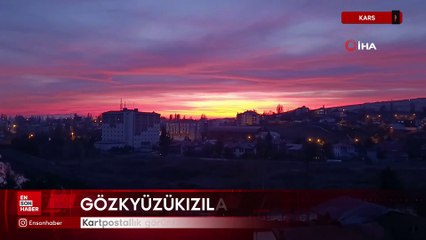Kars'ta gökyüzü kızıla büründü