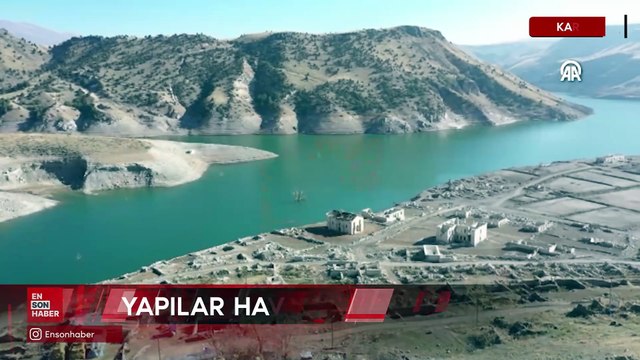 Kars’ta baraj sularının çekilmesiyle eski köy gün yüzüne çıktı