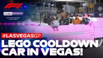Terry Crews drives the podium around the track in a LEGO car! | Formula 1 Las Vegas Grand Prix 2025
