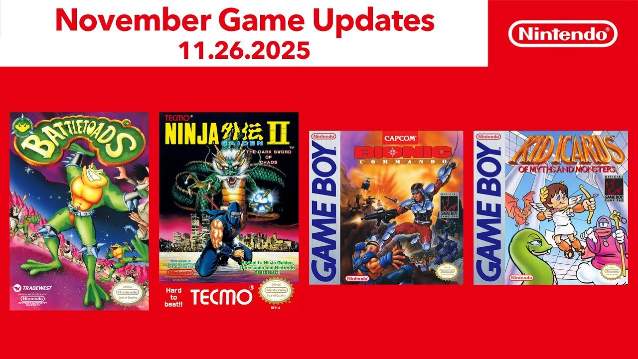 Battletoads, Ninja Gaiden 2, Bionic Commando, Kid Icarus – Juegos de Nintendo Switch Online  de Noviembre 2025