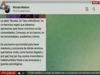 Presidente Maduro: Con la serie "Nicolás, de Yare a Miraflores" debemos aprovechar hacer cine-foros