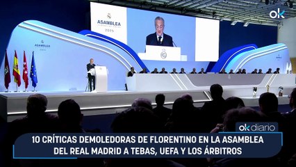 10 críticas demoledoras de Florentino en la Asamblea del Real Madrid a Tebas, UEFA y los árbitros
