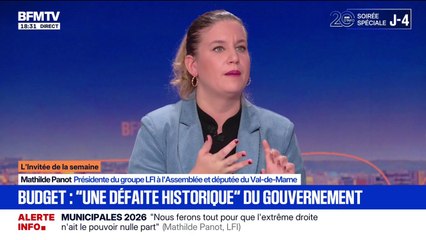 Budget rejeté: "C'est une défaite historique pour le gouvernement", déclare Mathilde Panot (LFI)